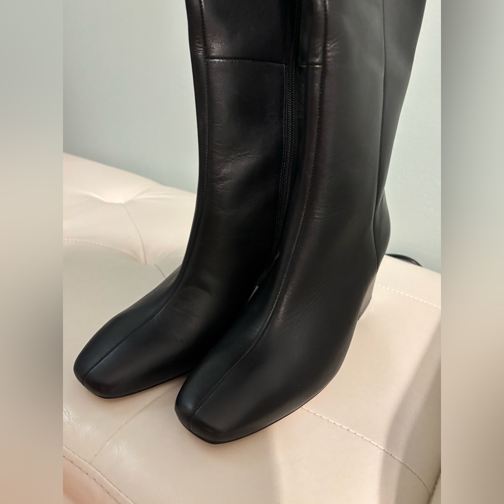 Ann Taylor Elegant Black Leather Knee-High Boots Size 8.5 Women New without Box - Picture 6 of 10
